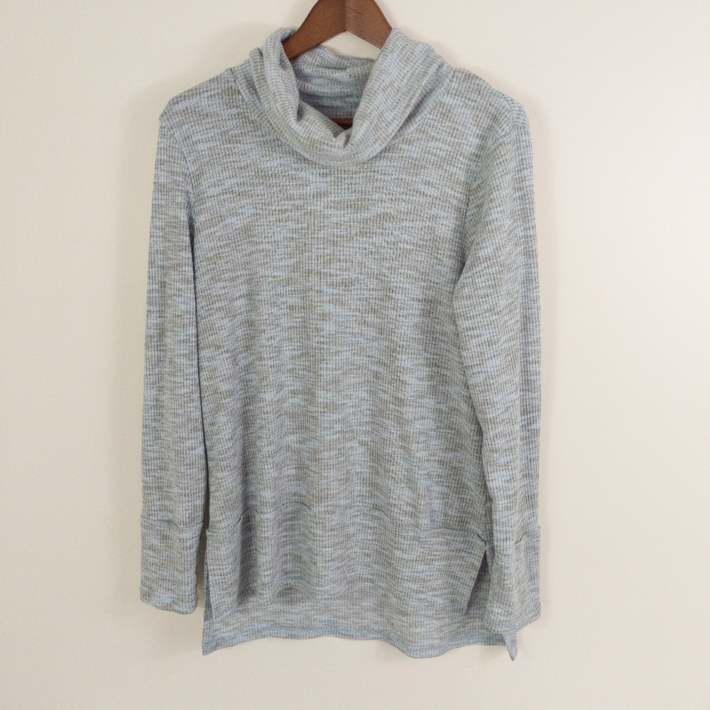 Peace & Pearls Cowl Neck Long Sleeve Top Size Large